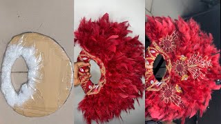 How to Make a DIY Traditional Bridal Handfan with Cardboard ampFeathersEasy Steps diy bridalfashion [upl. by Keg]