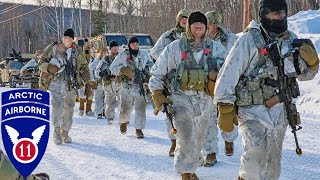 US Army Soldiers of the 11th Airborne Division during winter combat exercises in Alaska [upl. by Ahsiym283]