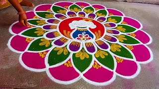 3×2 Pongal special beautiful rangoli design 🙏🙏🙏👍👍👍❤️🌹🌹 [upl. by Saunderson]