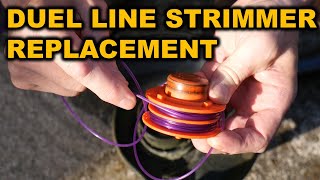 RESTRING A DUEL LINE STRIMMER utilitariantv [upl. by Season]