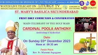 Cardinal Poola Anthony 1st Holy CommunionampConfirmationsHoly Mass930amSt Mary’s Basilica31223 [upl. by Bobby129]