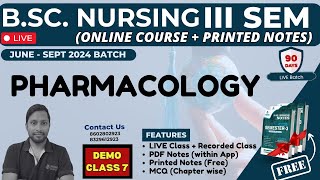 DEMO CLASS 7 I B Sc NURSING 3RD SEM  PHARMACOLOGY IN HINDI  B Sc NURSING LECTURE 2024 [upl. by Isiah]