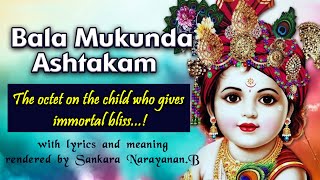 Bala Mukundashtakam बालमुकुन्दाष्टकम् with lyrics and meaning [upl. by Golden]