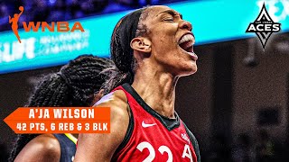 HIGHLIGHTS from Aja Wilsons 42point performances vs the Wings 💪  WNBA on ESPN [upl. by Auqenat]