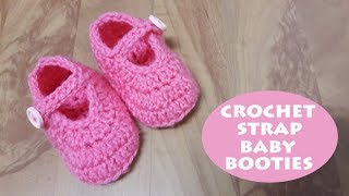 How to crochet baby booties with strap  Crochet With Samra [upl. by Frazer105]