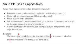 Noun Clauses as Appositives Grammar 88  Google Slides [upl. by Leivad]