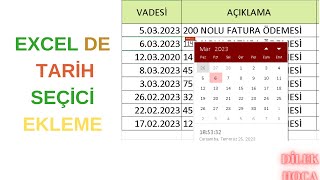 EXCEL TARİH SEÇİCİ EKLEME TAKVİM EKLEME [upl. by Darlleen]