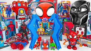 Marvels SpiderMan series Unboxing SpiderMan action dolls glowing SpiderMan electric toy gun [upl. by Esimorp]