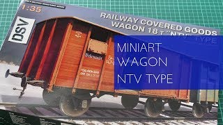 Miniart 135 Railway Wagon NTV Type 35288 Review [upl. by Aramas842]