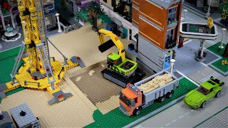 Lego City Construction Crew Construction site  tower crane 7905 excavator concrete mixer truck [upl. by Sucramraj300]