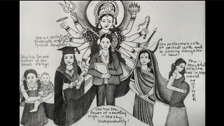 Womens day special Drawing drawing on women empowerment Narishakti pencil shading sketch [upl. by Marcus]