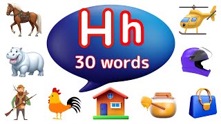 Letter H Words⚡️H for Words⚡️Letter H Words for Kids⚡️Words Starting with H⚡️KidzeeLive [upl. by Tierell]