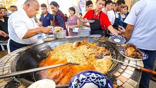 Street Food in Uzbekistan  1500 KG of RICE PLOV Pilau  Market Tour in Tashkent [upl. by Odelle]