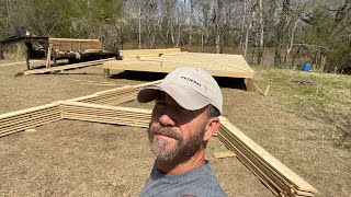 New Aframe build Foundation floor joist and rafter construction [upl. by Mota]