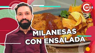 RECETAS CON CERDO MILANESAS CON ENSALADA [upl. by Atselec896]