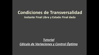 Condiciones Transversalidad IV Caso Instante Final Libre y Estado Final dado [upl. by Towney191]