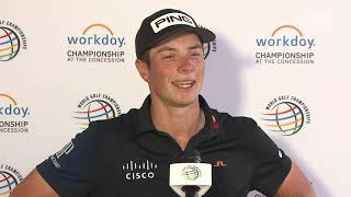 Viktor Hovland Friday Flash Interview 2021 WGC Workday Championship at The Concession  Round 2 [upl. by Eitsyrc]