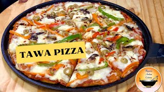 Tawa Pizza without yeastTawa pizza vegetarianPizza without ovenPan Pizza without yeast [upl. by Neroled]