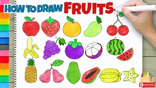 FRUITS BUAHBUAHAN  COMPLETE edition  How to Draw and Color for Kids  CoconanaTV [upl. by Kalinda]