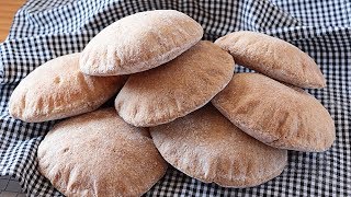 Pan de pita integral 100   Pan árabe ¡Trucos 🇬🇧SUB [upl. by Assilym]