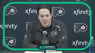 Philadelphia Flyers GM Danny Briere addresses Carter Harts leave of absence [upl. by Harwilll]