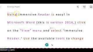 Using Immersive Reader in Word desktop and Word Online Office 365 [upl. by Goldshell]