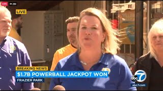 California Lottery officials speak on 1765 billion Powerball jackpot winning ticket [upl. by Zaragoza]