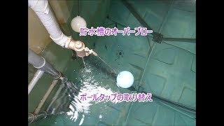 貯水槽のオーバーフローと給水不良のためのボールタップ取り替え作業 [upl. by Marlena900]