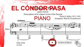 El Cóndor Pasa  partitura  Music of Peru Piano [upl. by Aernda]