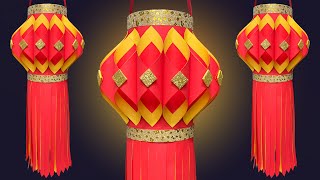 🏮 DIY PAPER LANTERNS AT HOME FOR THE DIWALI FESTIVAL 【 HANGING DECORATION】 [upl. by Avilys]