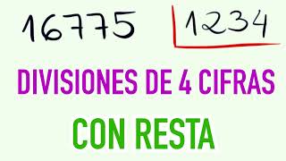 Divisiones de 4 cifras con resta 16775 entre 1234 [upl. by Colb]