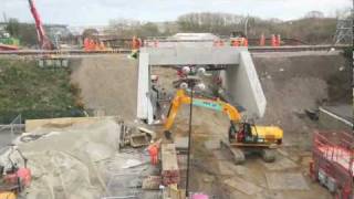 Time Lapse  rail bridge reconstruction Cow Lane Reading Christmas 2011 [upl. by Irb]