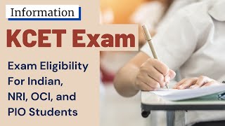 KCET Exam Eligibility For NRI OCI PIO an Indian Students [upl. by Aiva720]