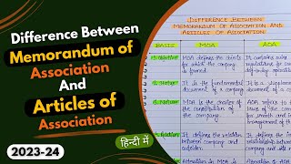 Difference between MOA and AOA  memorandum of association  articles of association  in hindi [upl. by Sharyl139]