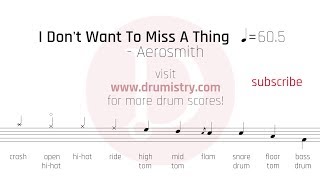 Aerosmith  I Dont Want To Miss A Thing Drum Score [upl. by Zobe]