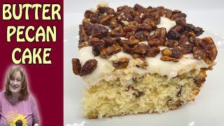 Homemade BUTTER PECAN CAKE Recipe with Buttercream Frosting [upl. by Ettezus834]