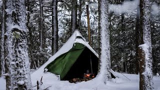 Hot Tent Overnighter in Rain and Snow [upl. by Noved]