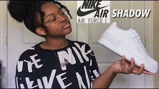 Nike Air Force 1 Shadow UNBOXING  ON FEET Review 👟🔥 Tenaiya Imani [upl. by Yldarb144]