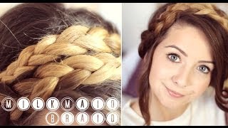 How To MilkMaid Braid Updo  Zoella [upl. by Cozza]