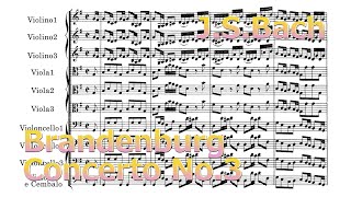 Brandenburg Concerto No 3【Score】sheet music BWV 1048 G major [upl. by Thistle592]