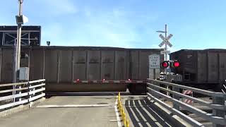 Northbound BNSF Coal Train passes through the Steilacoom Ferry Terminal Railroad Crossing [upl. by Eleonore]