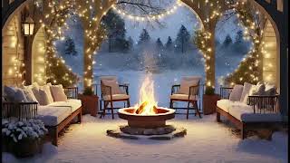 Snowy Patio Relaxation with Ambient Fireside Glow NO MUSIC 🔥❄️😌 [upl. by Kenny]