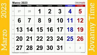 Calendario  Marzo 2023 [upl. by Ennyleuqcaj31]