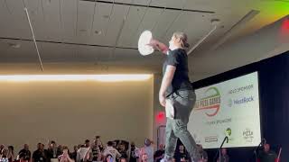 World Pizza Champion Tara Hatton Pizza Toss at Expo [upl. by Noiek126]