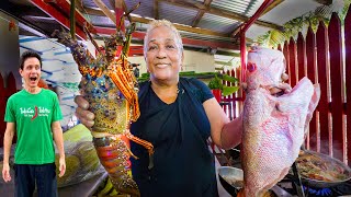 Trinidad’s Seafood Queen 🦞 LOBSTER MOUNTAIN  Breadfruit Oil Down in Toco Trinidad [upl. by Marco653]