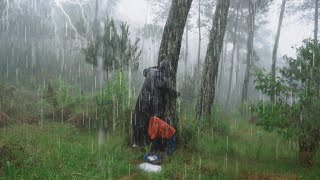 Solo Camping Heavy Rain 🌧🌩 Struggle in Heavy Rain [upl. by Enirtak604]