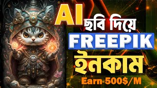 ফ্রি Ai ছবি দিয়ে Freepik থেকে ইনকাম  Earn money online with AI Art  Earn Money Freepik with AI [upl. by Enneite139]