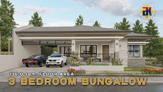 3 Bedroom Bungalow HOUSE DESIGN  136 sqm  Exterior amp Interior Animation [upl. by Lowell405]