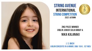 Nika Kalanaki Violin Group A 2nd Prize  J S Bach Violin Concerto in A minor BWV 1041 1st Mov [upl. by Callas931]