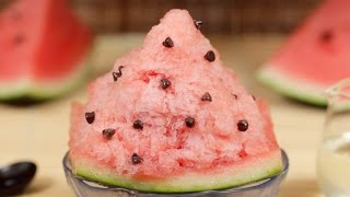 Watermelon Kakigori Shaved Ice Recipe  Cooking with Dog [upl. by Mabelle]